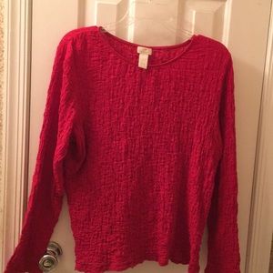 J. Jill Bright Red Top. Long sleeves